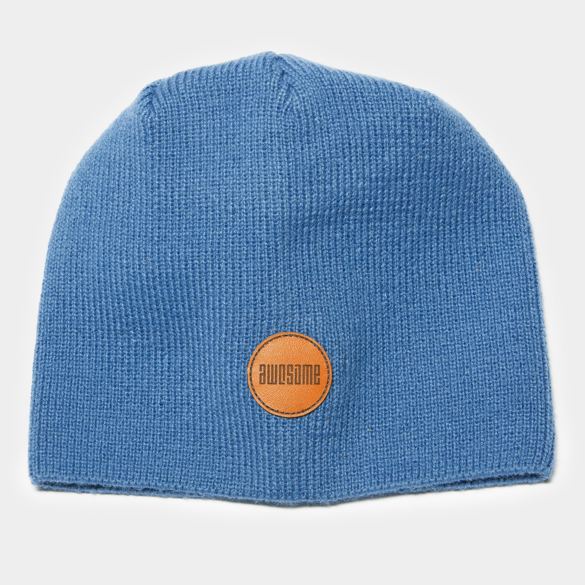 Awesome Beanie Leather Patch - Navy