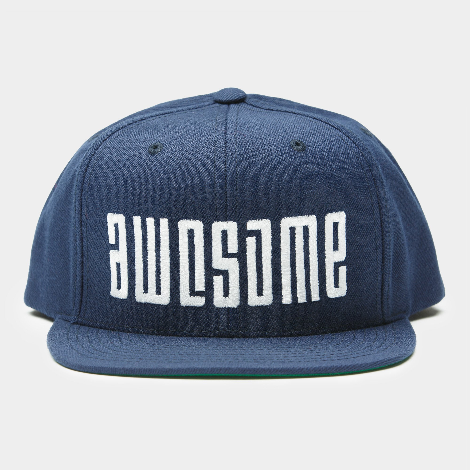 Logo Embroidery Snapback Cap - White / Blue